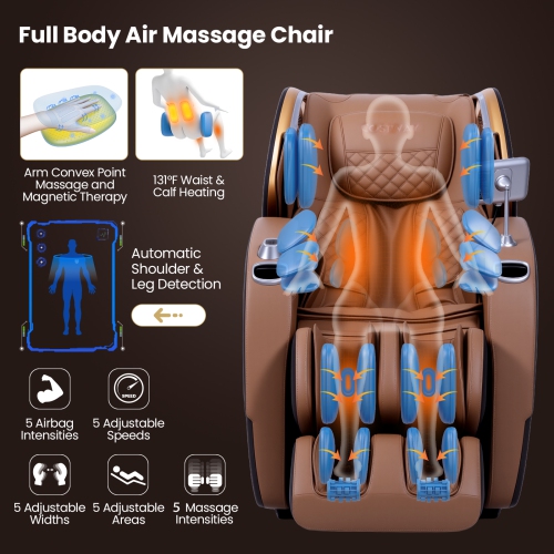 Costway SL Track 4D Full Body Massage Chair with Waist & Calves Heating Foot Rollers