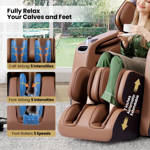 Costway SL Track 4D Full Body Massage Chair with Waist & Calves Heating Foot Rollers