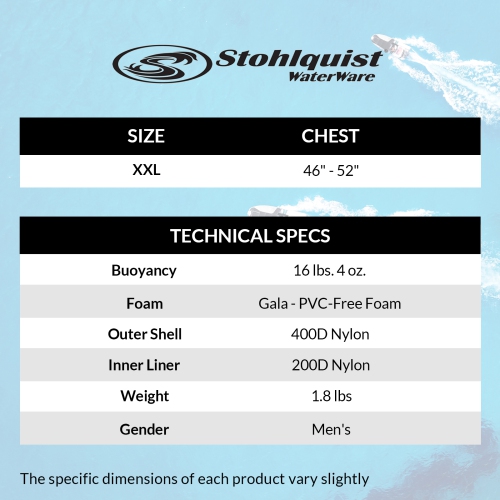 Stohlquist Trekker Men's Adjustable Life Vest, USCG and Transport Canada Approved PFD Personal Flotation Device for Water Sports Boating Surfing