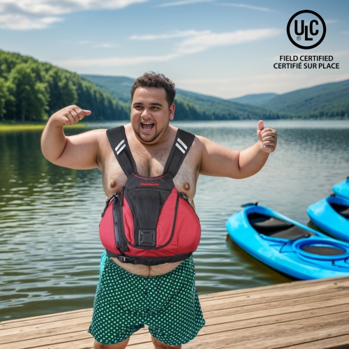 Stohlquist Rocker Life Vest - USCG and Transport Canada Approved Life Jacket - Adjustable Men's PFD Life Jacket with Cross-Chest Cinch Harness - Red