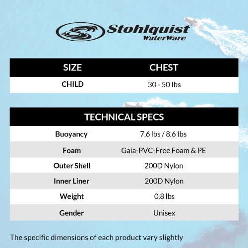 Stohlquist Child Life Vest, USCG Approved and Transport Canada Approved Kids Life Jacket for 30-60 lbs, Type II PFD Personal Flotation Device for