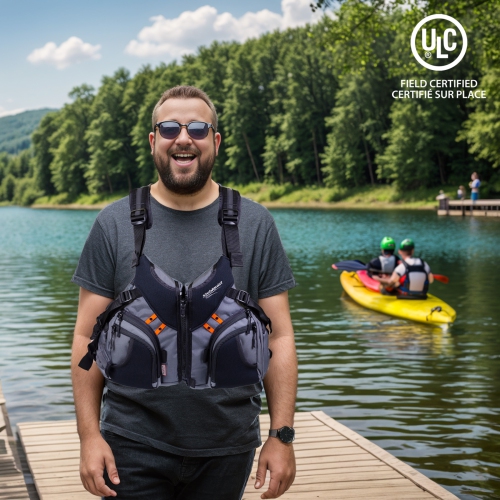 Stohlquist Keeper Fishing Life Jacket - USCG and Transport Canada Approved Adjustable Fishing Vest - Buoyancy Foam Safety Life Jacket