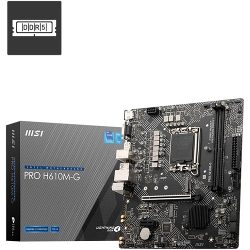 MSI PRO H610M-G LGA 1700 Intel H610 SATA 6Gb/s Micro ATX Motherboard 2x DDR5 PCI-E x16 slot M.2 Intel I219V1Gbps LAN EZ Debug LED