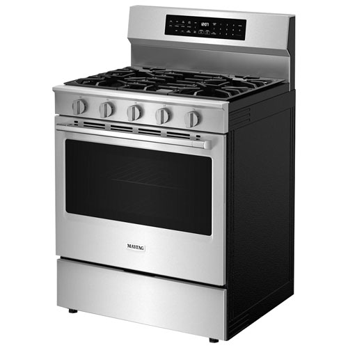 Cuisinière au gaz autonome de 30 po à 5 brûleurs et four autonettoyant de 5 pi³ de GE - Inox