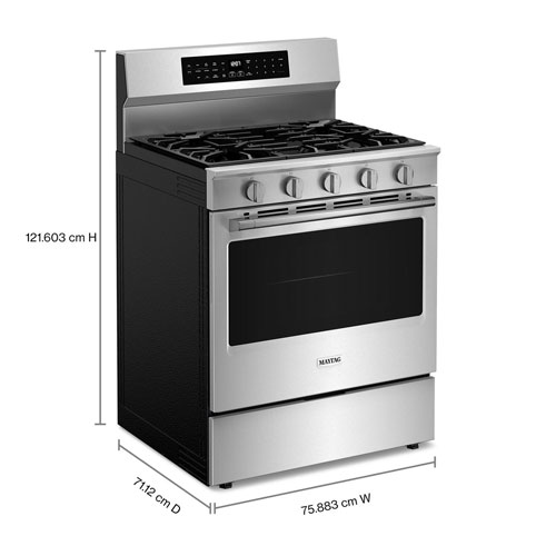 Cuisinière au gaz autonome de 30 po à 5 brûleurs et four autonettoyant de 5 pi³ de GE - Inox