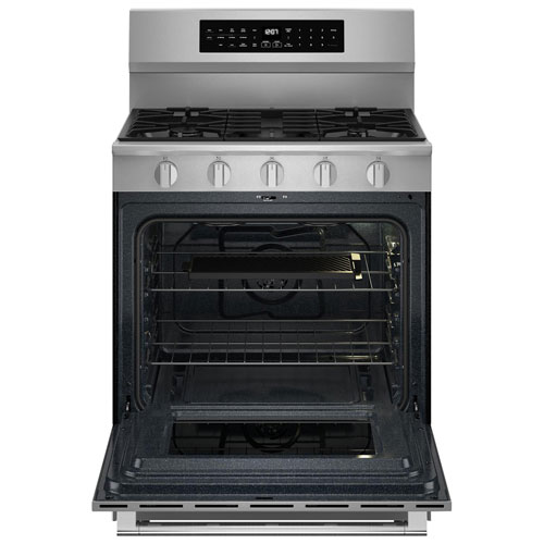 Cuisinière au gaz autonome de 30 po à 5 brûleurs et four autonettoyant de 5 pi³ de GE - Inox