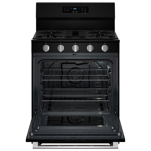 Cuisinière au gaz autonome de 30 po avec 5 brûleurs et four de 5 pi³ avec ventilateur à convection et friture à air chaud de Maytag - Noir