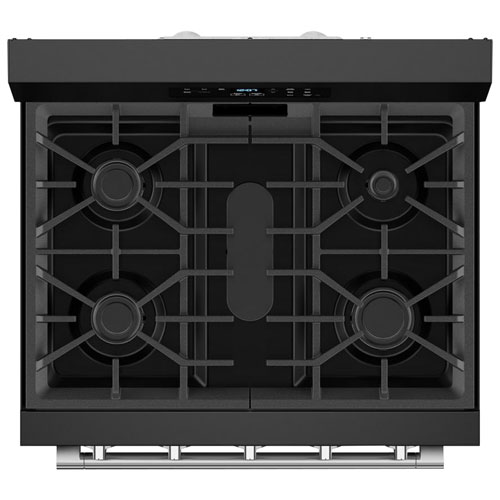 Cuisinière au gaz autonome de 30 po avec 5 brûleurs et four de 5 pi³ avec ventilateur à convection et friture à air chaud de Maytag - Noir