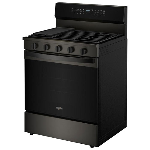 Whirlpool 30" 5.0 Cu. Ft. True Convection 5-Burner Freestanding Gas Range - Black-on-Stainless