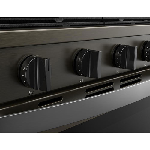 Whirlpool 30" 5.0 Cu. Ft. True Convection 5-Burner Freestanding Gas Range - Black-on-Stainless