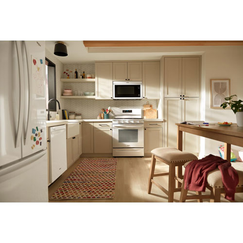 Cuisinière gaz autonome 30 po, four 5 pi³ à ventilateur de convection, 5 brûleurs, friture à air chaud de Whirlpool-Blanc