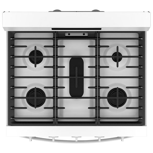 Cuisinière gaz autonome 30 po, four 5 pi³ à ventilateur de convection, 5 brûleurs, friture à air chaud de Whirlpool-Blanc