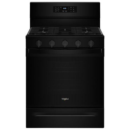 Cuisinière au gaz autonome 30 po avec 5 brûleurs, ventilateur à convection, friture à air chaud et four de 5 pi³ de Whirlpool - Noir