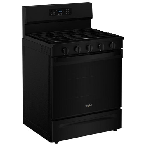 Whirlpool 30" 5.0 Cu. Ft. Fan Convection 5-Burner Freestanding Gas Air Fry Range - Black