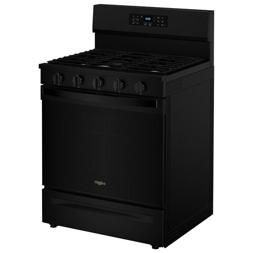 Whirlpool 30" 5.0 Cu. Ft. Fan Convection 5-Burner Freestanding Gas Air Fry Range - Black