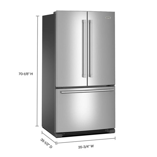 Maytag 36" 25 Cu. Ft. French Door Refrigerator with Max Cool Setting - Stainless Steel