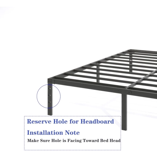 14-Inch Heavy Duty Steel Slat Bed Frame - Anti-Slip, Easy Assembly, Maximum Storage, Noise-Free, Black