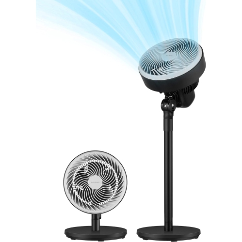 PELONIS Air Circulator Fan | 2 In 1 Table Pedestal Fan | Adjustable Height| 75-Degree Tilt |7-inch airfoil fan blades| 3 Speeds | Low Noise |Solid Ba