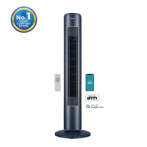 Image 1 de 8.. Ventilateur vertical oscillant Midea avec application intelligente IdO 42&nbsp;po Timer et commande vocale + télécommande FZ10-21CR…