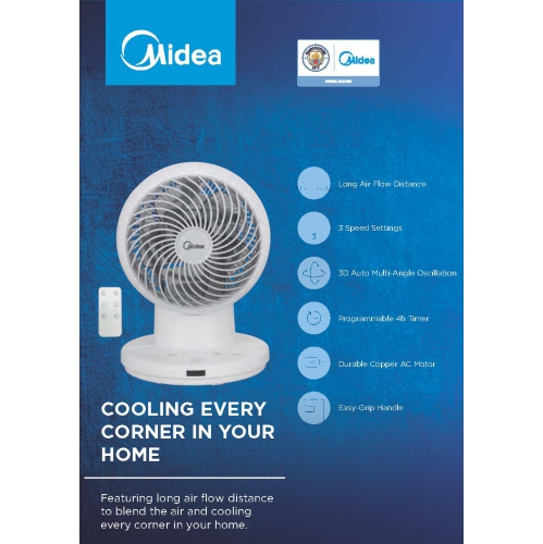 Midea – ventilateur oscillant de table 3D programmable de 6 po avec télécommande FG15-23JRL