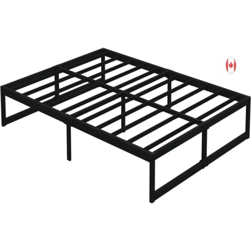 12-Inch Heavy Duty Steel Slat Queen Bed Frame - No Box Spring Needed, Easy Assembly, Black