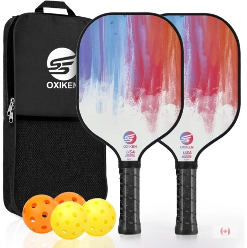 USAPA Approved Carbon Fiber Pickleball Paddles Set - 2 Paddles, Honeycomb Core, Anti-Slip Grip, Outdoor & Indoor Balls, Bag Included