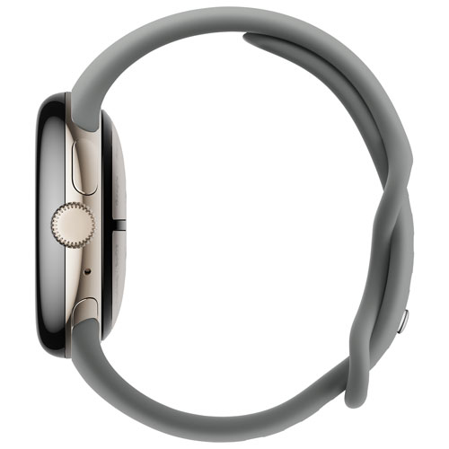 Montre Pixel Watch 3 41 mm de Google avec boîtier en aluminium champagne doré et bracelet sport vert lichen