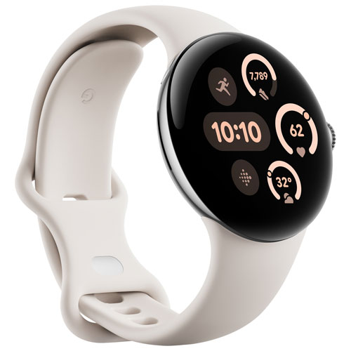 Google Pixel Watch 3 (LTE + GPS) 41mm Polished Silver Aluminum Case with Porcelain Active Band