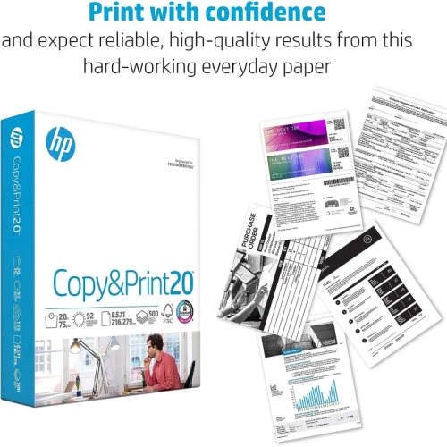 HP Printer Paper 8.5x11 Copy&Print - 20 lb, 1 Ream, 92 Bright, FSC Certified, Made in USA
