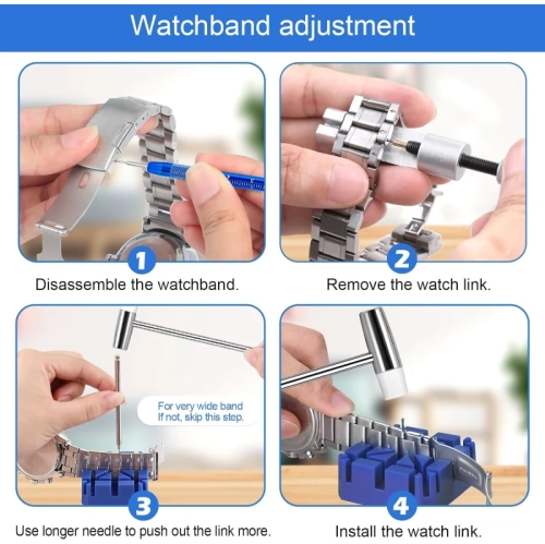 Watch Repair Kit - Battery Replacement, Link Pin Removal, Strap Adjustment, Case Opener, Spring Bar Tool