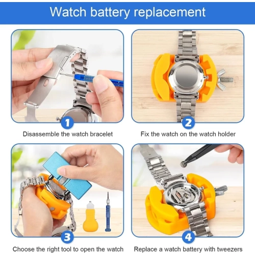 Watch Repair Kit - Battery Replacement, Link Pin Removal, Strap Adjustment, Case Opener, Spring Bar Tool