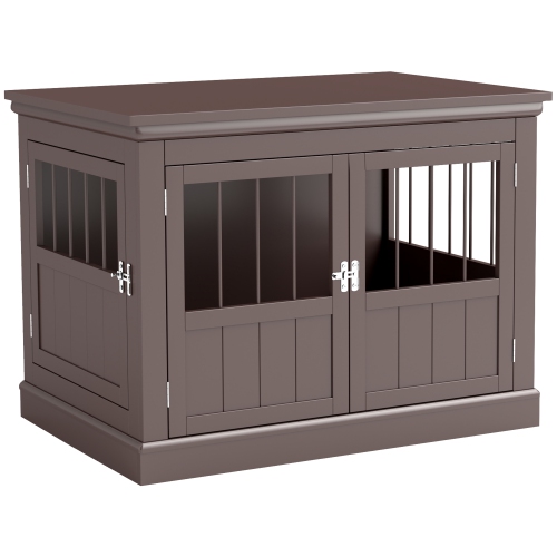 PAWHUT Dog Crate Furniture 31 Dog Kennel Side End Table With Three Doors Indoor Dog Cage for Small Dogs Coffee