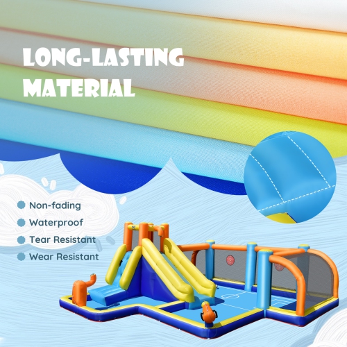 Costway Giant Soccer-Themed Inflatable Water Slide Bouncer Splash Pool With 735W Blower