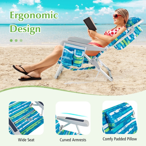 Goplus – Chaise de plage pliante 2 PCS en aluminium léger pour adulte avec sac de rangement