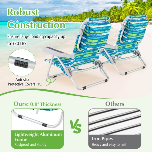 Goplus 1 PCS Folding Beach Chair Adult Lightweight Aluminum Camping Chair with Storage Bag