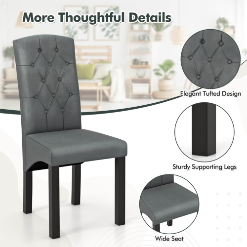 Costway Modern Dining Chair Set of 4 with High Backrest High-density Sponge Cushion