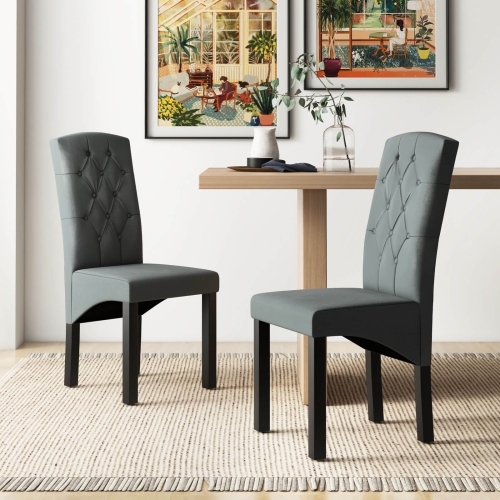 Costway Modern Dining Chair Set of 2 with High Backrest High-density Sponge Cushion