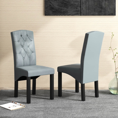 Costway Modern Dining Chair Set of 2 with High Backrest High-density Sponge Cushion