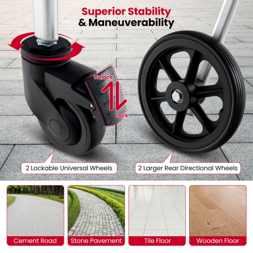 Costway 4-in-1 Bedside Commode Chair with Brakes, Bucket Footrest Padded Seat & Backrest