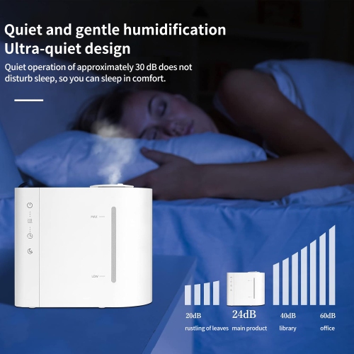 Humidificateur à ultrasons et à vapeur froide à remplissage par le haut Famooklan avec mode veille - 1,2Gal. Grande capacité - Blanc