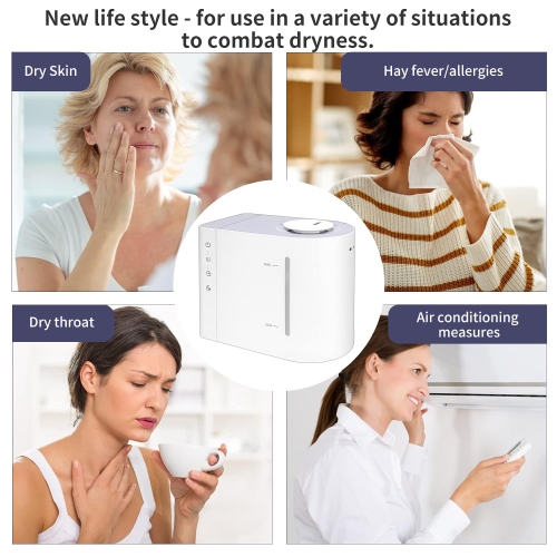 Humidificateur à ultrasons et à vapeur froide à remplissage par le haut Famooklan avec mode veille - 1,2Gal. Grande capacité - Blanc