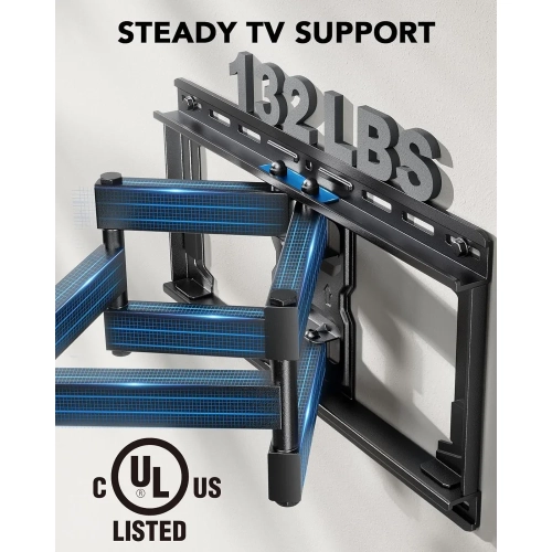 Full Motion TV Wall Mount for 42-85 inch LED TVs, Dual Articulating Arms, Swivel Tilt Bracket, Tool-Free Tilt, Max VESA 600x400mm