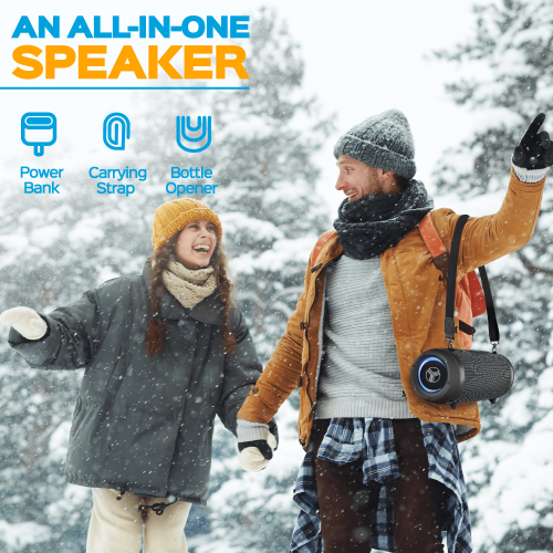 TREBLAB HD-Max - Loud Bluetooth Stereo Speakers, 60W, 20H Playtime, Powerbank, IPX7 Outdoor Portable Speaker, TWS, Deep Bass, Waterproof Bluetooth