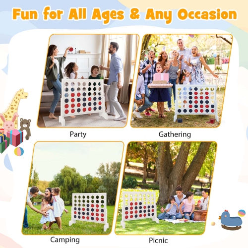 Costway 4-in-a-row Game Set with 42 PCS Chips & 600D Oxford Fabric Carrying Bag Wooden