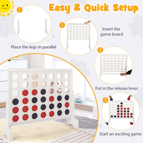 Costway 4-in-a-row Game Set with 42 PCS Chips & 600D Oxford Fabric Carrying Bag Wooden
