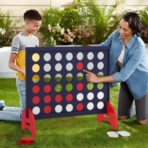 Costway 4-in-a-row Game Set with 42 PCS Chips & 600D Oxford Fabric Carrying Bag Wooden