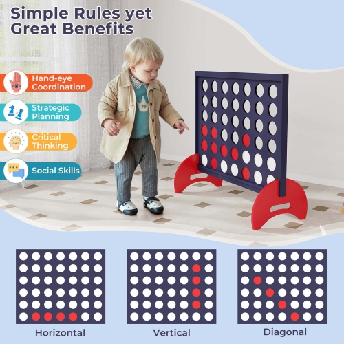 Costway 4-in-a-row Game Set with 42 PCS Chips & 600D Oxford Fabric Carrying Bag Wooden