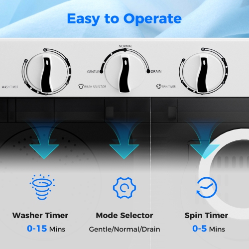 Laveuse portative à double cuve 17,6 lb de Costway avec pompe de drainage