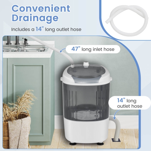Costway Portable Mini Counter Top Washing Machine 5.5lbs Spin Basket Laundry