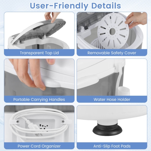 Costway Portable Mini Counter Top Washing Machine 5.5lbs Spin Basket Laundry